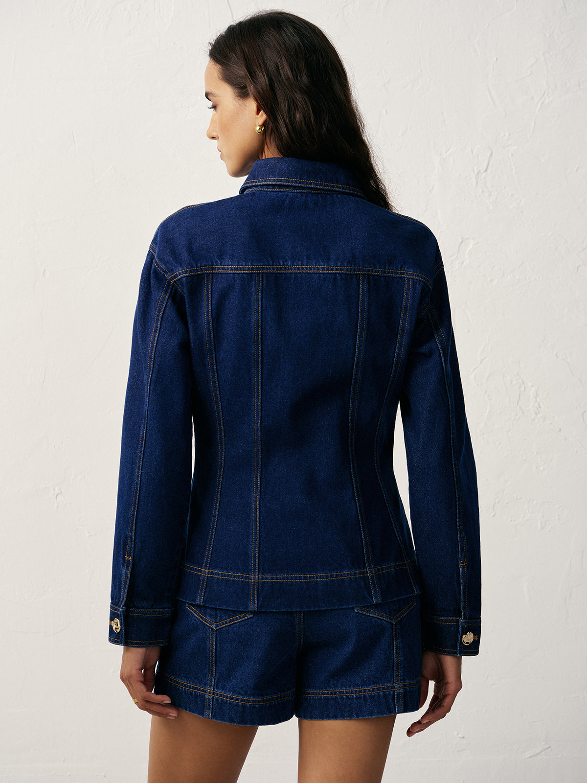 Fitted Denim Jacket with Metal Buttons