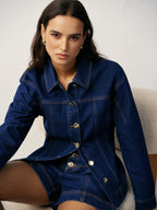 Fitted Denim Jacket with Metal Buttons