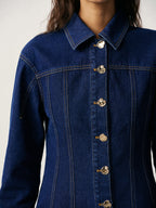 Fitted Denim Jacket with Metal Buttons