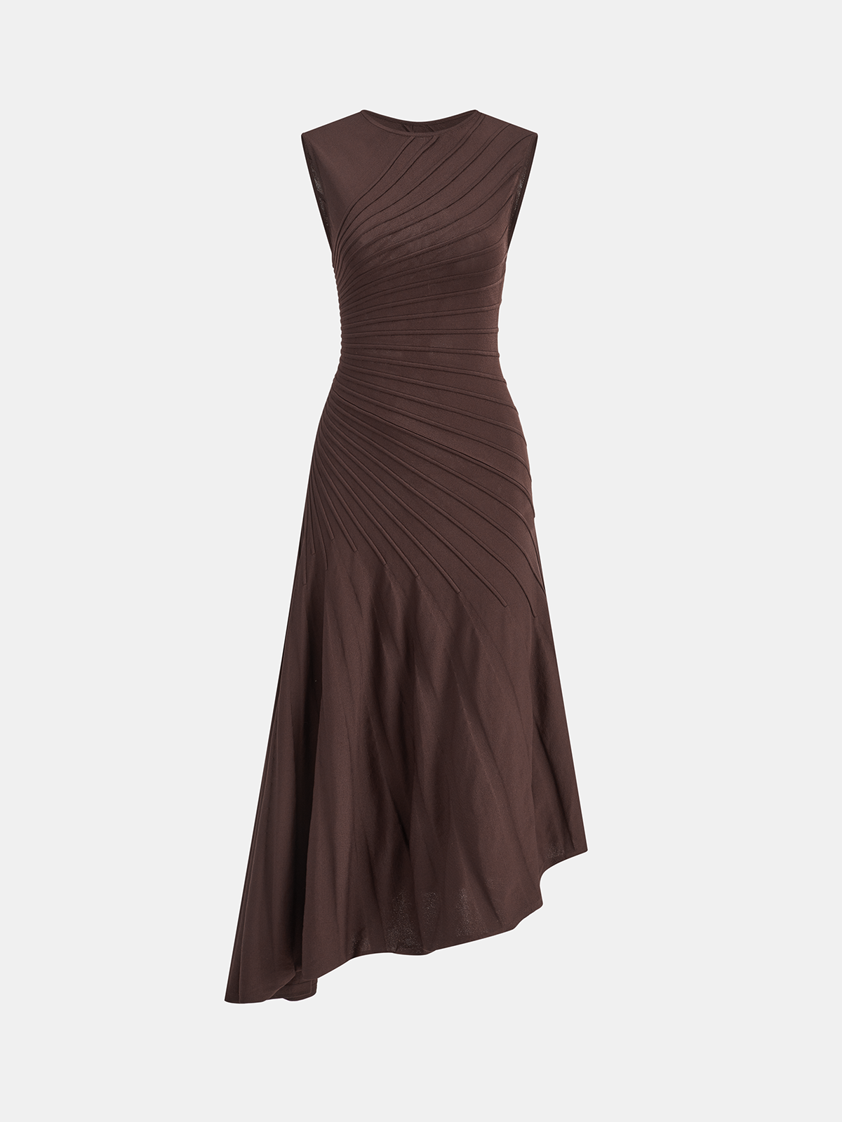 Asymmetric Sleeveless Sweater Dress, Midi-Length