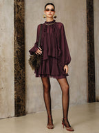 Tiered Ruffle Chiffon Mini Dress with Matching Liner