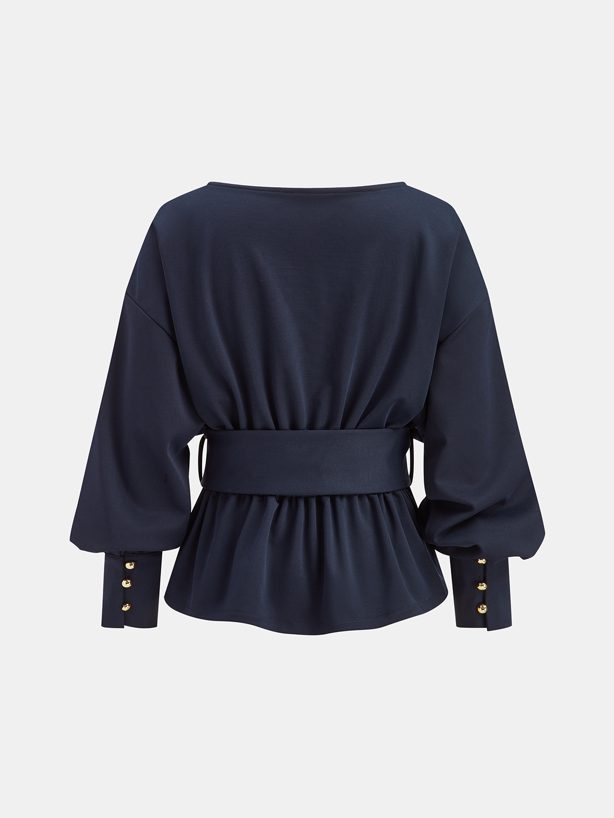 Boat Neck Sweatshirt with Peplum and Wide Belt