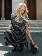 Fair Isle Knit Sleeveless Long Dress