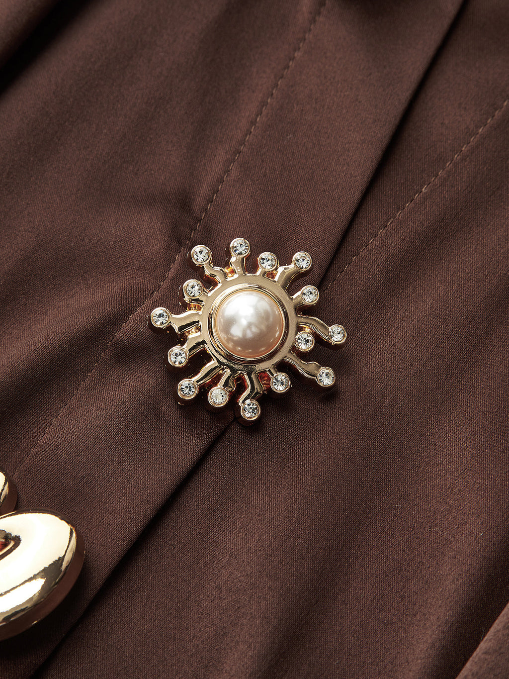Satin-Collared Bodysuit with Sleek Metal Buttons
