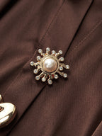 Satin-Collared Bodysuit with Sleek Metal Buttons