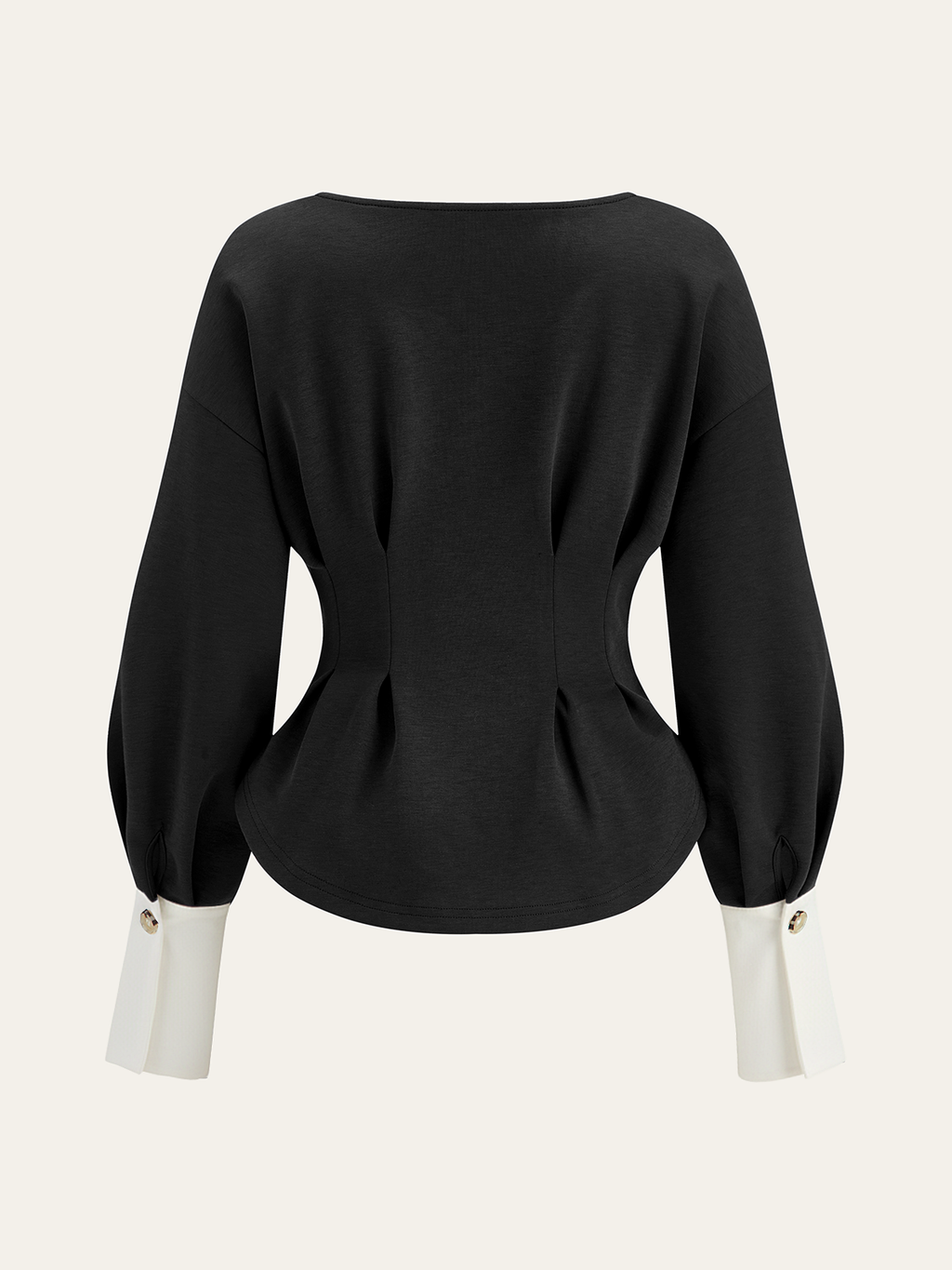Balloon Sleeve Peplum Sweatshirt with Round Neck