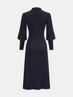 Wool Blend Midi Dress with Leg-Of-Mutton Sleeves