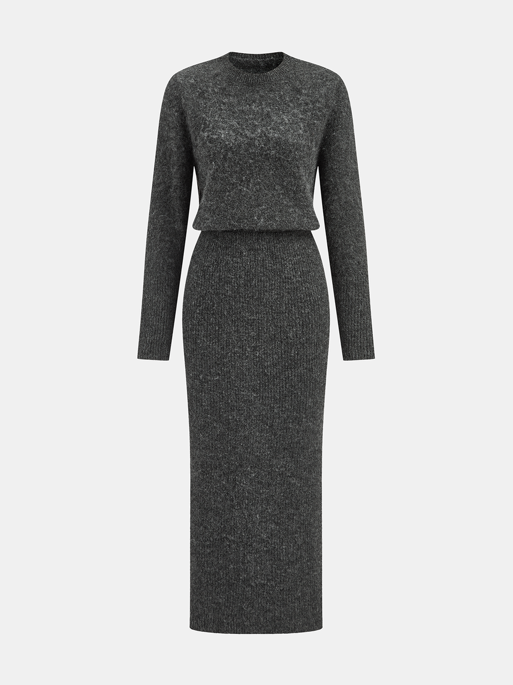 Cozy Wool-Blend Midi Dress with Soft Texture