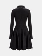 Textured Knit Polo-Style Dress