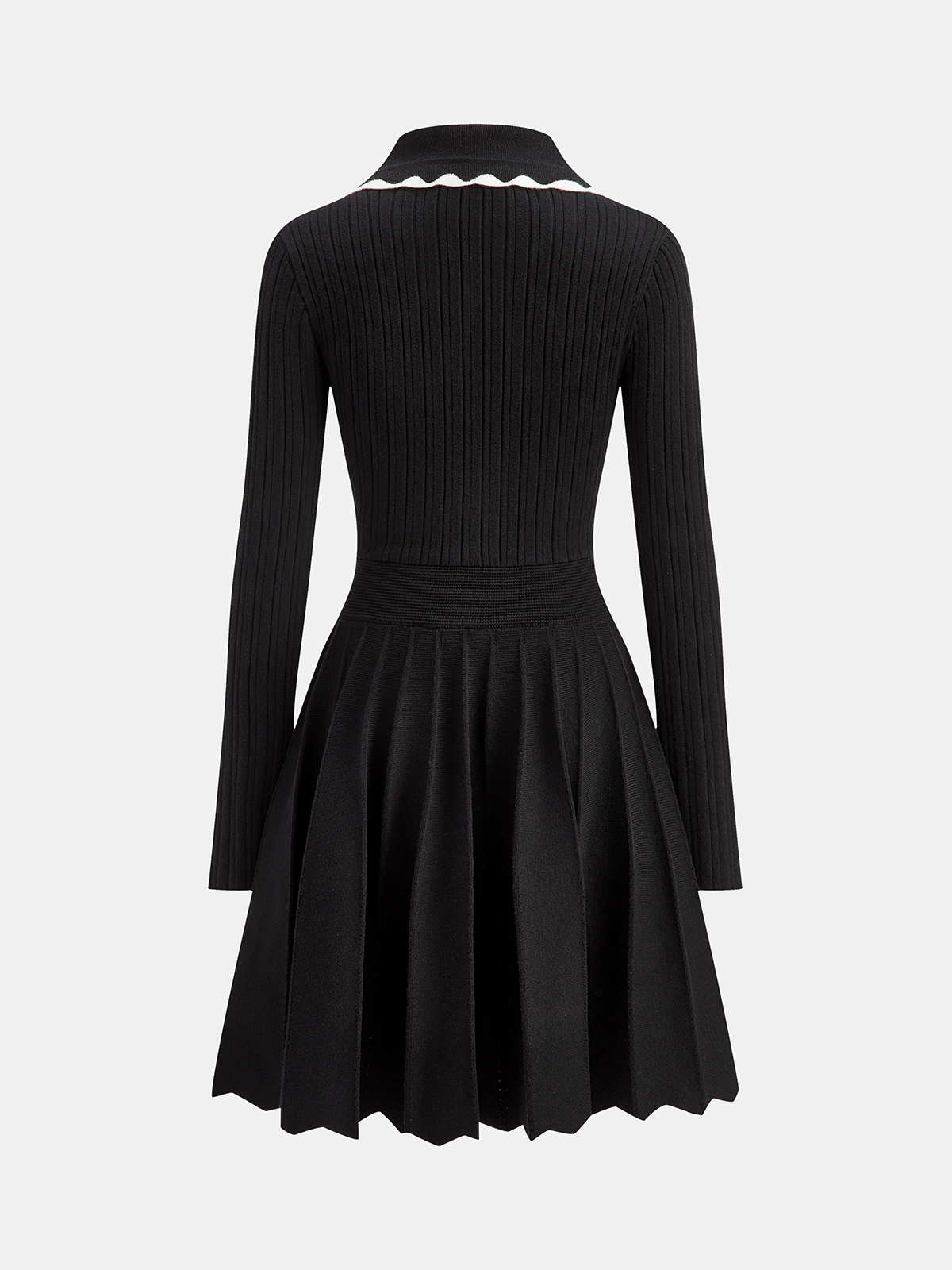Textured Knit Polo-Style Dress