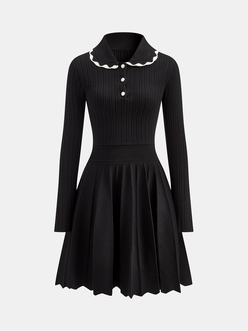 Textured Knit Polo-Style Dress