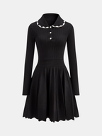 Textured Knit Polo-Style Dress