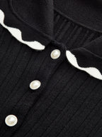 Textured Knit Polo-Style Dress