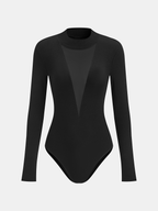 Stylish Crew Neck Bodysuits in Sheer Fabric