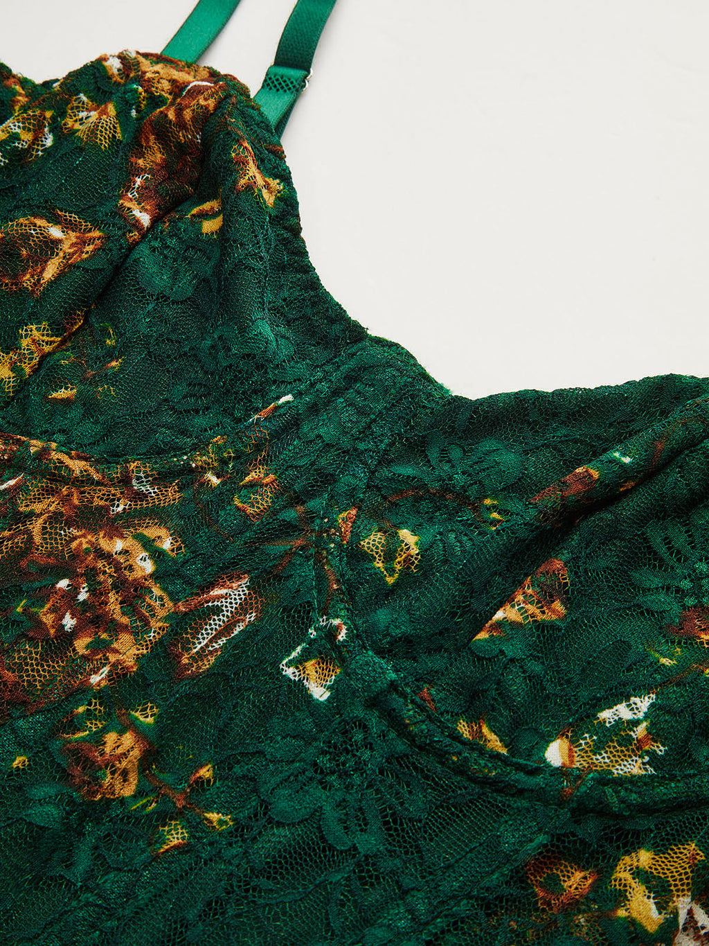 Floral Embroidered Bustier Corset Bodysuit with Lace