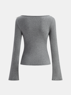 3D Floral Embellished Fitted Soft Knit Top with Pearls