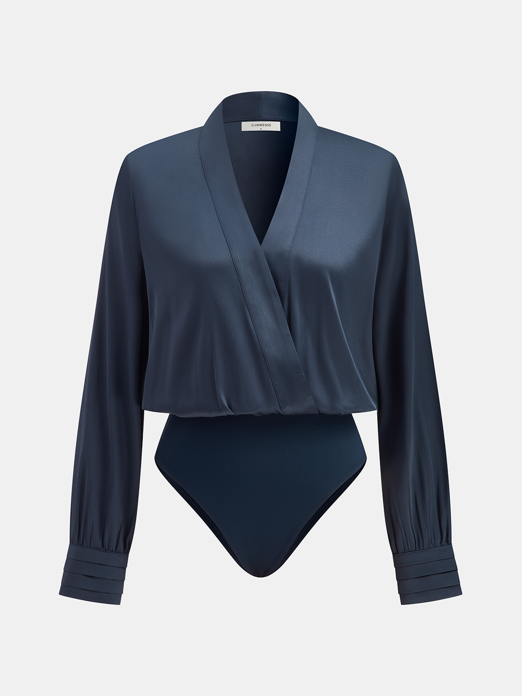 Sleek Satin Bodysuit with Elegant V-neck Design