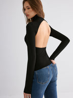 Soft Long Sleeve Shirt with Open Back Design