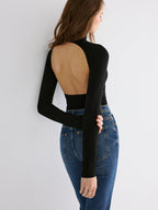 Soft Long Sleeve Shirt with Open Back Design