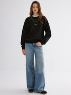 Luxurious Golden Chain Embroidered Crewneck Sweatshirt