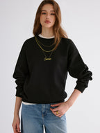 Luxurious Golden Chain Embroidered Crewneck Sweatshirt