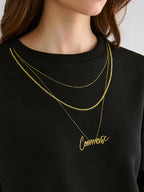 Luxurious Golden Chain Embroidered Crewneck Sweatshirt