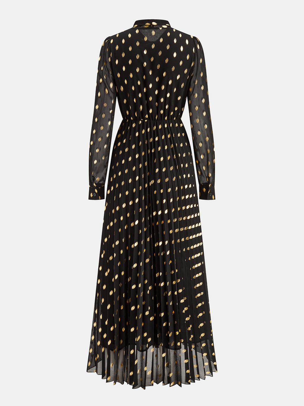 Long Sleeve Foil Spot A-Line Maxi Dress