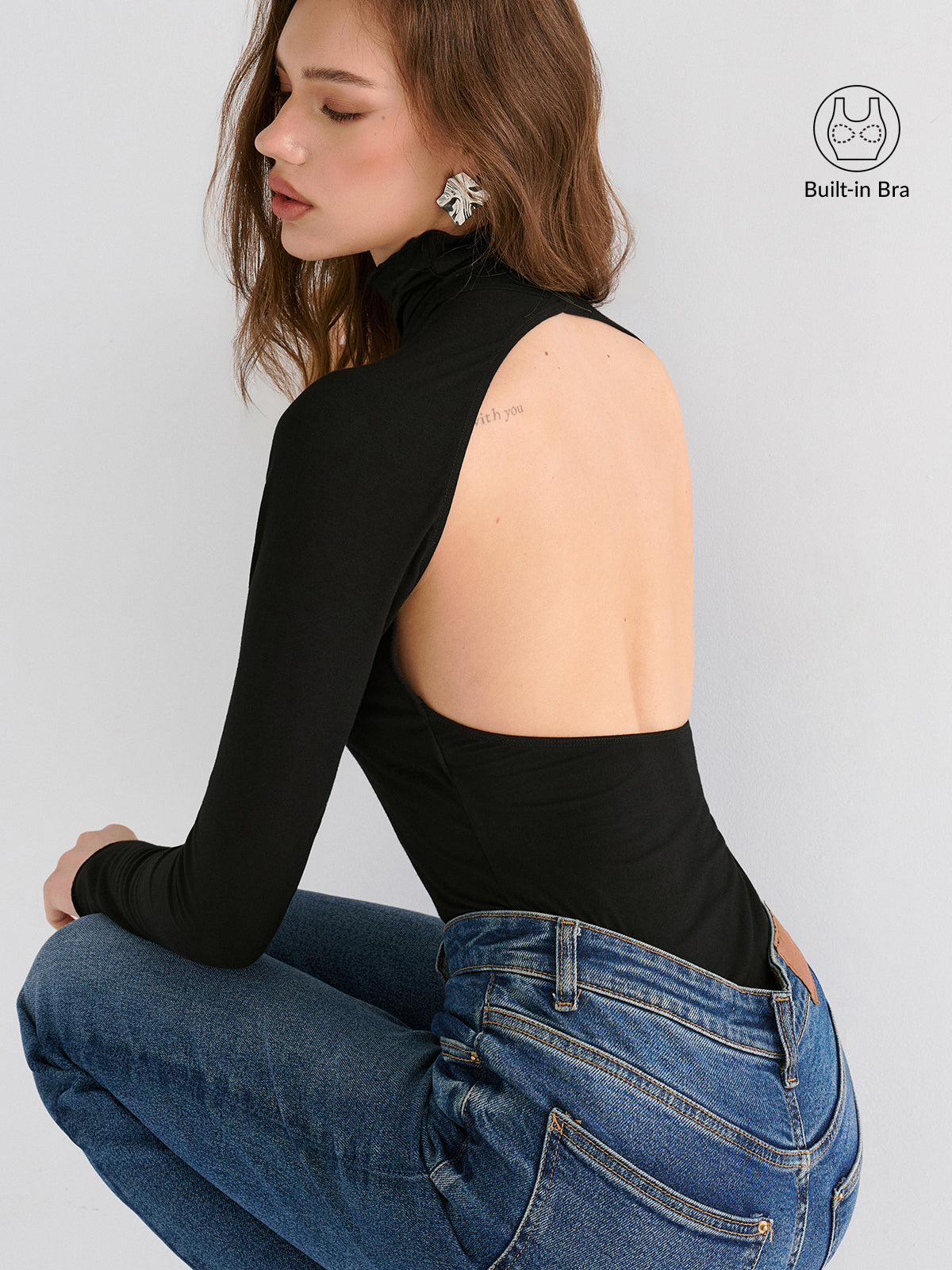 Soft Long Sleeve Shirt with Open Back Design