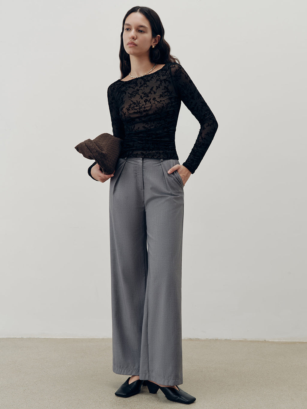 Long Sleeve T-Shirt with Delicate Lace Detailing