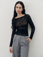 Long Sleeve T-Shirt with Delicate Lace Detailing