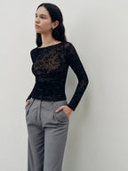 Long Sleeve T-Shirt with Delicate Lace Detailing