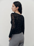 Long Sleeve T-Shirt with Delicate Lace Detailing
