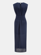 Sleeveless Midi Dress with Belt Detail