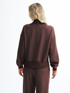 V-Neck Half-Zip Cozy Pullover Sweatshirt