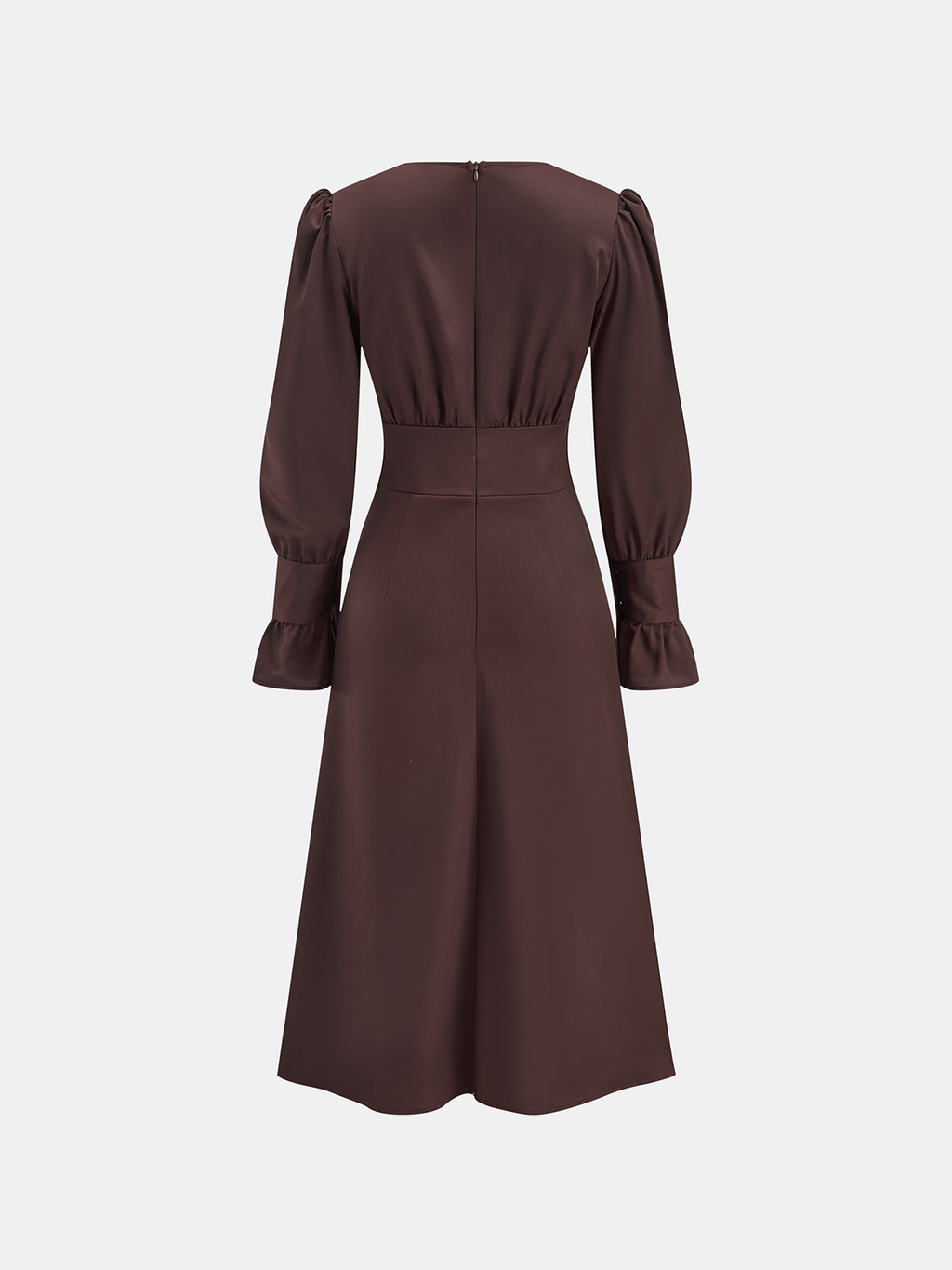 Chic V-Neck Dress with Puff Sleeves and Buttons
