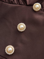 Chic V-Neck Dress with Puff Sleeves and Buttons
