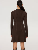 Ribbed Mock Neck Sweater Dress with Long Sleeves