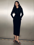 Long Sleeve Maxi Dress with Collar Detail