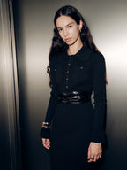 Long-Sleeve Maxi Dress with Collar
