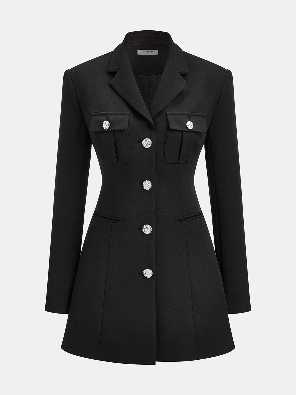Buttoned Tailored Dress with Collar Detail