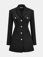 Buttoned Tailored Dress with Collar Detail