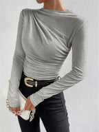 Ruched Long Sleeve Top with Elegant Details