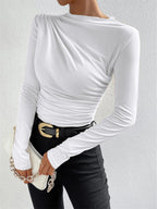 Ruched Long Sleeve Top with Elegant Details