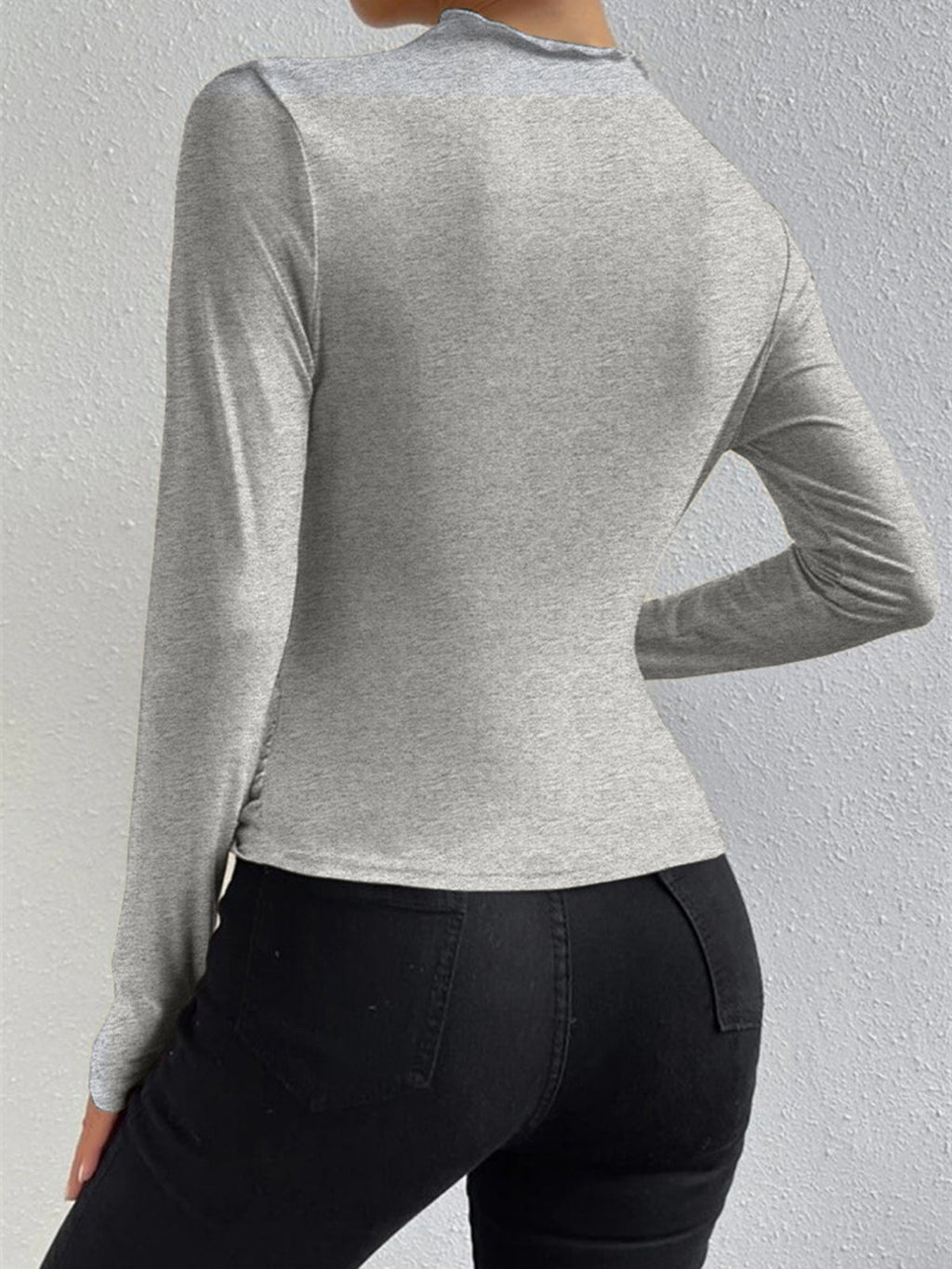 Ruched Long Sleeve Top with Elegant Details
