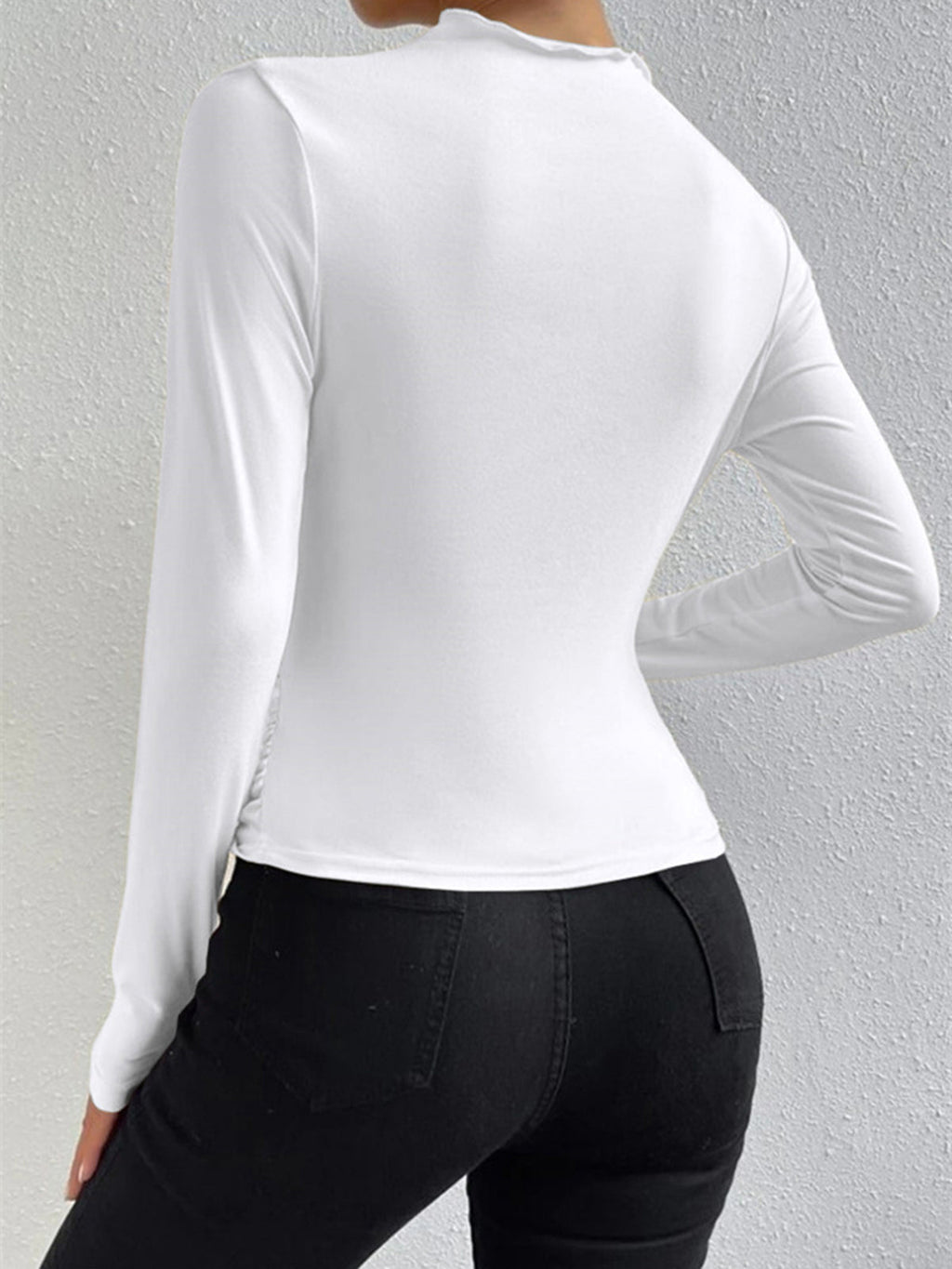 Ruched Long Sleeve Top with Elegant Details
