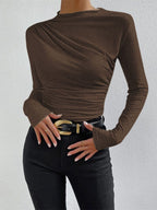 Ruched Long Sleeve Top with Elegant Details
