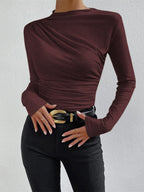 Ruched Long Sleeve Top with Elegant Details