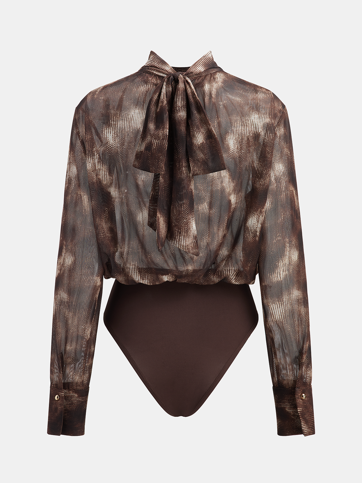 Tie-Dye Bodysuit with Mock Neck and Back Bow