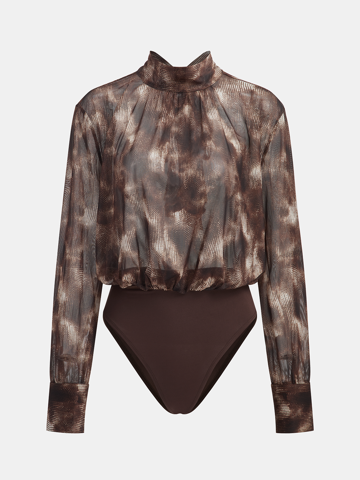 Tie-Dye Bodysuit with Mock Neck and Back Bow