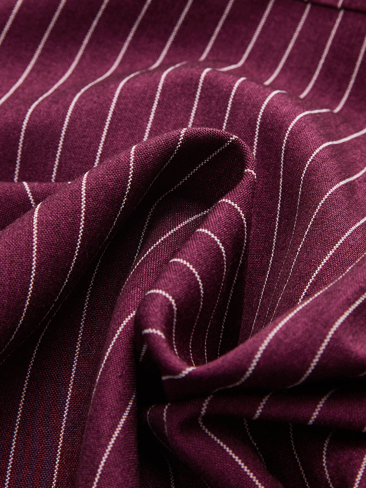 Pinstripe Bodysuit with Cross-Front Design and Collar